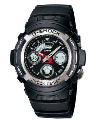 【萬錶行】CASIO G SHOCK 雙顯錶 霧黑銀圈 AW-590-1A