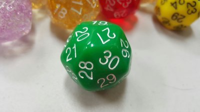 【美】30面骰子 33*33*33mm Dice（透明綠色）適用 桌遊 富饒之城 Citadels 地產大亨 三國殺