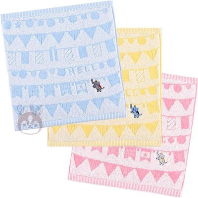 日本製 今治毛巾 小方巾 小毛巾 手帕巾 25×25CM 可愛動物大象-粉紅色/藍色/黃色【奇寶貝】 超取 面交 自取