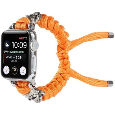 現貨手錶配件錶帶適用蘋果iwatch6/SE時尚骷髏頭傘繩手錶錶帶iwatch5/4/3個性腕帶