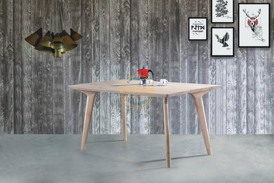 ☆[新荷傢俱] E 1223 刷白色 ASHI 5尺/6尺餐桌(150公分/180)實木餐桌※北歐餐桌 咖啡桌 會議桌 餐廳