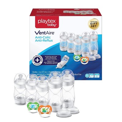 Playtex 倍兒樂VentAire 1組現貨，彎曲防脹氣 可重複使用奶瓶禮盒 彌月禮盒 滿足寶寶不斷增長需求
