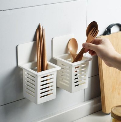 簡約收納盒 日系免打孔瀝水 筷子盒 可刷洗 廚房 鏤空餐具收納盒 抖音同款