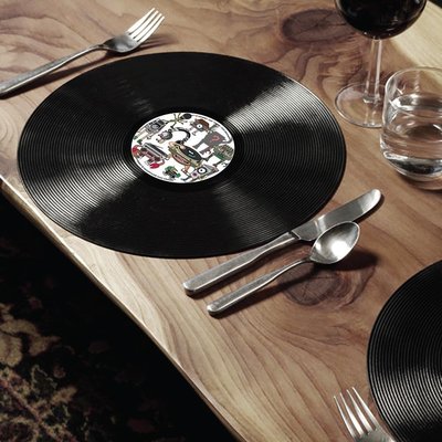 個性黑膠唱片造型 餐墊/桌墊x2片入