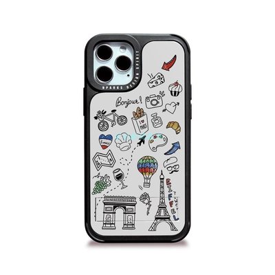 韓國手機殼Dparks 放卡手機殼 ,朋友，情侶手機殼，����法國傳統紋樣���� iPhone全機型 黑/白
