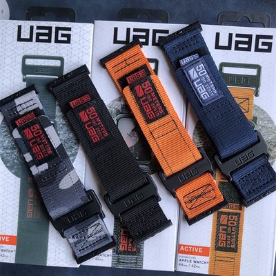 UAG 適用於蘋果Apple watch Ultra尼龍錶帶 iWatch8代通用運動魔術貼錶帶 蘋果手錶帶軍工迷彩錶帶