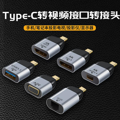 TypeC轉HDMI轉換器VGA轉接頭筆記本手機連接電腦顯示器投影儀minidp連接線USB雷電3擴展器適用于蘋果華為mac晴天