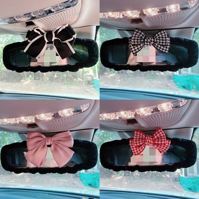 安全帶護套 汽車車內后視鏡裝飾套女神創意蝴蝶結可愛通用汽車用倒車鏡保護套SH020