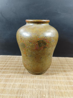 日本回流銅器 銅花瓶紫斑銅葫蘆型花入 銅花瓶  昭和早期銅器