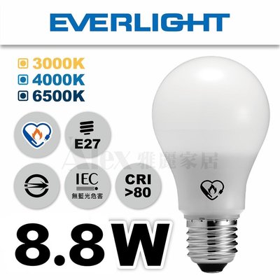 特價【Alex】EVERLIGHT 億光 超節能 LED 8.8W 高亮度 省電燈泡 榮獲節能標章認證