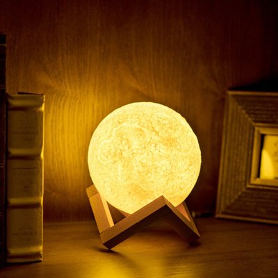 3D月球燈 15CM 月球燈 LED充電 床頭燈 月亮燈 月球拍拍燈 小夜燈 附支架 夜燈 裝飾燈 月球拍拍燈 氛圍燈