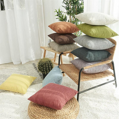 抱枕日式簡約素色棉麻抱枕套質感紋理純色居家沙發靠枕套床上靠背套