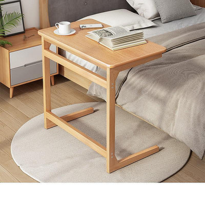 實木床邊桌簡約家用臥室沙發可移動小書桌學生床上筆記本電腦桌子~無憂良品鋪
