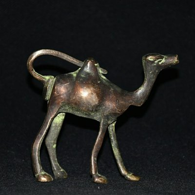 現貨熱銷-【紀念幣】古玩雜項銅器收藏 西藏寺院回流純銅駱駝鎖擺件 做工精細