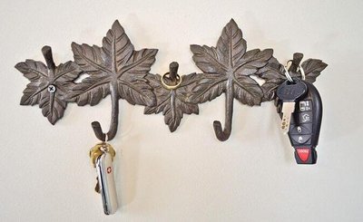 3498A 歐洲進口 鑄鐵復古造型掛鉤 葉子造型掛鈎小物掛鈎收納掛勾牆面裝飾掛鈎玄關鑰匙掛鈎