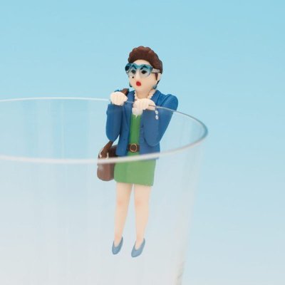 【超激少 絕版 轉蛋 扭蛋】大阪阿嬤 阿媽 藍衣 眼鏡 杯緣子(單獨 散售款)