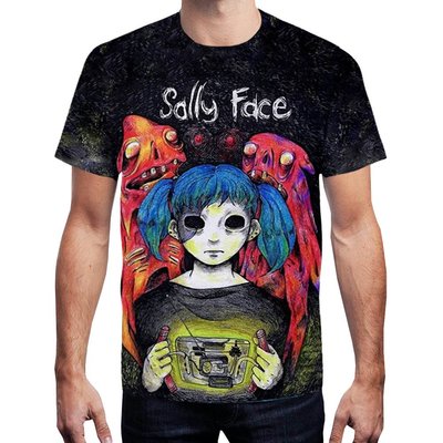 2019跨境熱銷Sally face莎莉的臉 游戲周邊透氣3D數碼彩印短袖T恤