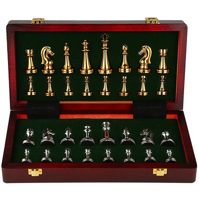 國際象棋 金屬棋子高檔禮盒套裝木質折疊棋盤西洋棋復古歐式擺件