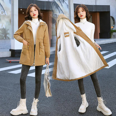 刷毛風衣女2022新款冬季韓版休閒寬鬆大衣洋氣加厚中長款棉服外套