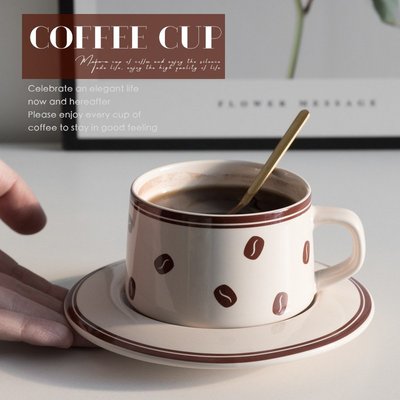 咖啡杯美式厚實復古陶瓷咖啡杯碟套裝拉花杯情侶ins北歐小清新加