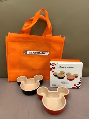 【全新】迪士尼90週年紀念Le Creuset 瓷器 Mickey Mouse 米奇造型烤皿2個（送提袋）