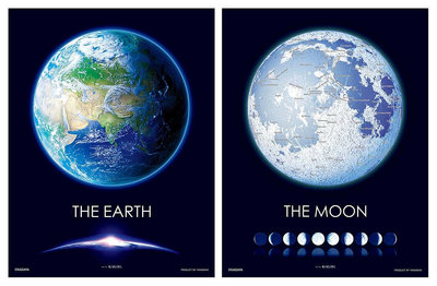 拼圖 日本進口拼圖 300片迷你拼圖 42-99 (THE EARTH 藍色地球 ) / 42-100 (THE MOON -月球世界)