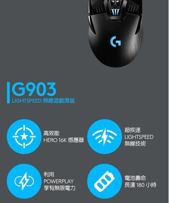 ++全新++Logitech羅技 G903 LIGHTSPEED 專業級無線電競滑鼠 新版 HERO