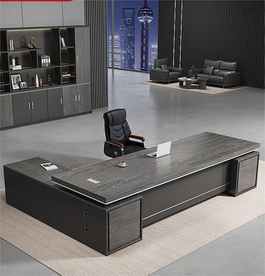 老板辦公桌椅組合簡約現代總裁室單人經理主管桌子簡約現代大班台-木初伽野