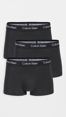 美國購回 現貨 全新正品 Calvin Klein CK男性黑色棉質彈性低腰四角褲三件組 XL號
