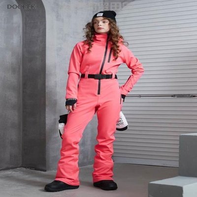 現貨熱銷-新款蘑菇頭DOOREK女連體滑雪服套裝修身顯瘦單雙板防水加絨送腰帶-特價