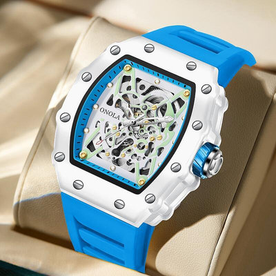【現貨】ONOLA ON3829W 時尚 潮 鏤空設計  20 自動機械手錶男士 矽膠錶帶 休閒運動