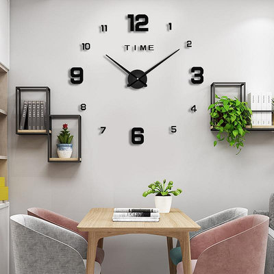 現代簡約免打孔創意掛鐘客廳3D立體簡約藝術diy時尚創意墻貼鐘淡 裝飾畫掛鐘 壁掛鐘表 靜音時鐘