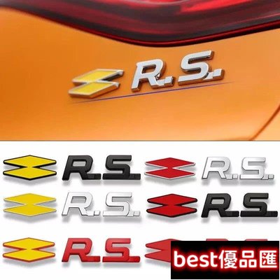 現貨促銷 RS車貼 適用於Renault雷諾車標 運動版小鋼砲Clio TWINGO改裝裝飾標誌 後尾標LOGO側標 Megane