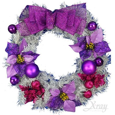 X射線【X284249】14吋華麗紫迷花圈，聖誕節/聖誕樹/花圈/樹圈/聖誕擺飾/聖誕佈置/聖誕造景/聖誕裝飾/