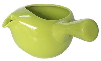 12342A 日本製 限量品 陶瓷手工製 亮綠分茶壺側把分茶器濾網茶壺陶壺茶葉過濾壺陶壺泡茶用具收藏品送禮禮品