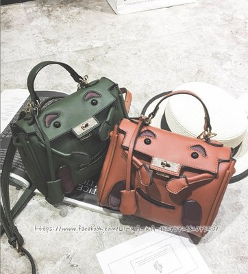 韓國代購可愛趣味童話眼睛愛馬仕風鉑金包 手提包 單肩包側背包凱莉包Hermes風Birkin‧Kelly風包包