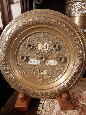 【布諾西洋古董】法國古董銅質手動日曆1891～1899