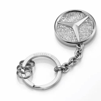 [現貨] 德國 賓士原廠 鑰匙圈 上方白色處為 施華洛世 Swarovski 的水晶 （聖誕禮物 交換禮物 新年禮物）