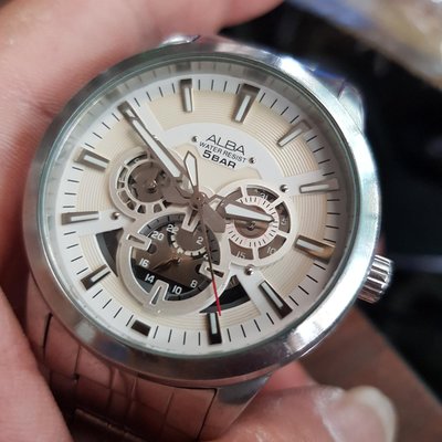 ALBA 42mm大錶徑 ☆簍空☆簍雕 ☆三眼錶 手圍18 石英錶 日本錶 不鏽鋼錶 88