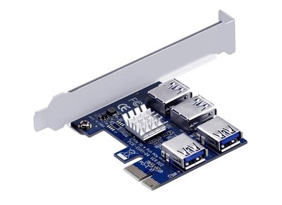 【紘普】PCI-E轉PCIe轉接卡 1拖4 1分4 1X轉16X擴展卡USB3.0 挖擴