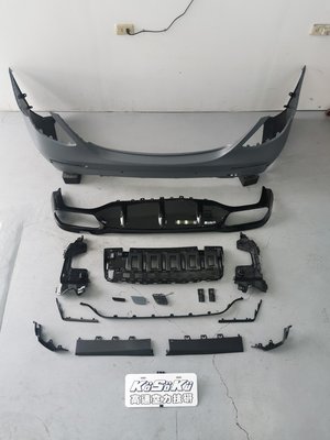 BENZ 賓士 W213 E63 AMG高密合度 後保桿+亮黑下巴 含四出尾飾管大包空力套件 台製 e63s