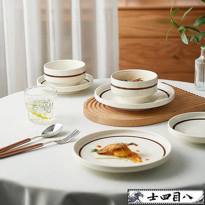 日式風格創意餐具套裝碗盤家用復古現代簡約大氣碗碟高級感北歐