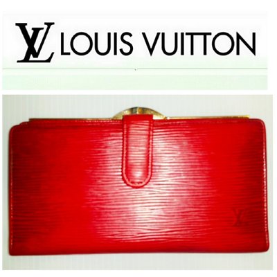 Louis Vuitton 發財夾 EPI 蝴蝶扣 零錢包 紅色 LV 長夾$868 1元起標 有BV