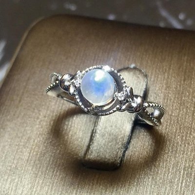 [特惠促銷] agete風 天然月光石復古花邊純銀戒指