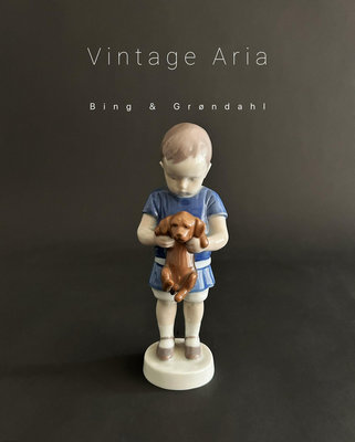 ｜丹麥皇家哥本哈根B&amp;G瓷偶擺件《抱小狗的男孩》