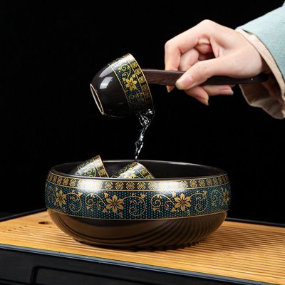 懶人石磨盤功夫茶具套裝辦公室會客半自動泡茶壺家用茶杯