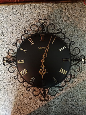 老物-日本製-金屬框架油絲石英鐘老時鐘-早期日本LEXEL時鐘