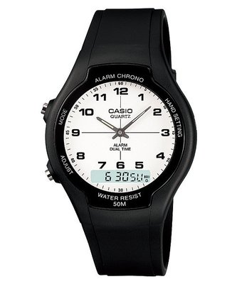 【CASIO 專賣店】經典雙顯錶款 AW-90H-7B 防水50米 日期 星期 電子錶 AW-90.GA-110