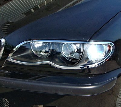 圓夢工廠 BMW 3 E46 2001~2005 318 320 323 325 330 改裝鍍鉻銀 前燈框 頭燈框飾貼