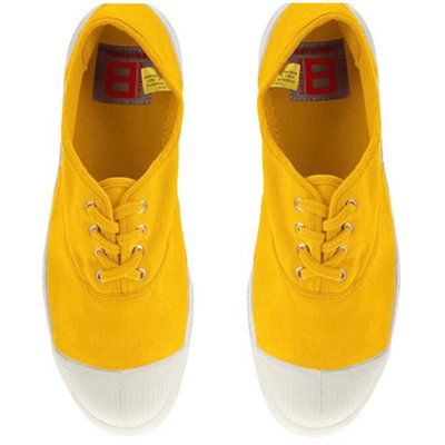 代購 法國22春夏新款bensimon 基本款太陽黃色綁帶帆布鞋